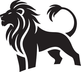 Lion vector illustration in black and white