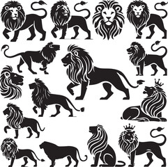 Lion vector illustration in black and white
