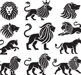 Lion vector illustration in black and white