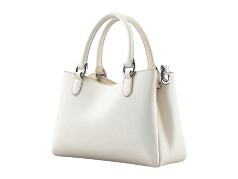 Elegant White Handbag Isolated on Transparent Background for Design
