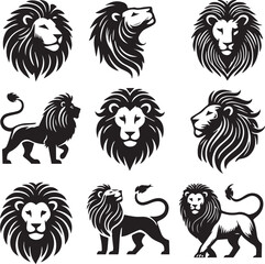 Lion vector illustration in black and white