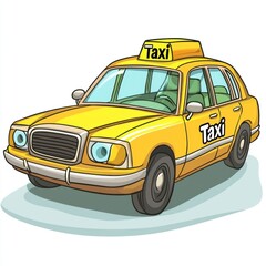 Fototapeta premium Taxi isolated on white background. Taxi icon. Cab isolated on white. Cab icon. Cab Car. Taxi Car Isolated element on white for Designers. Isolated Taxi Design Element. Cab Car Isolated on white.