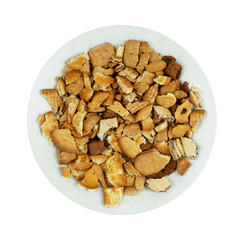 cookie crumbs on a plate isolated 