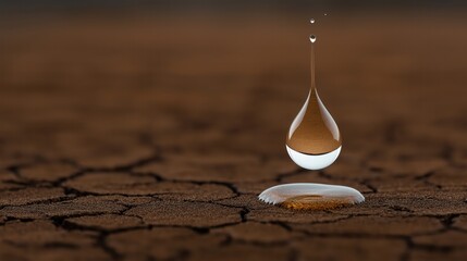 A single drop of water on parched earth, symbolizing God's provision in times of need