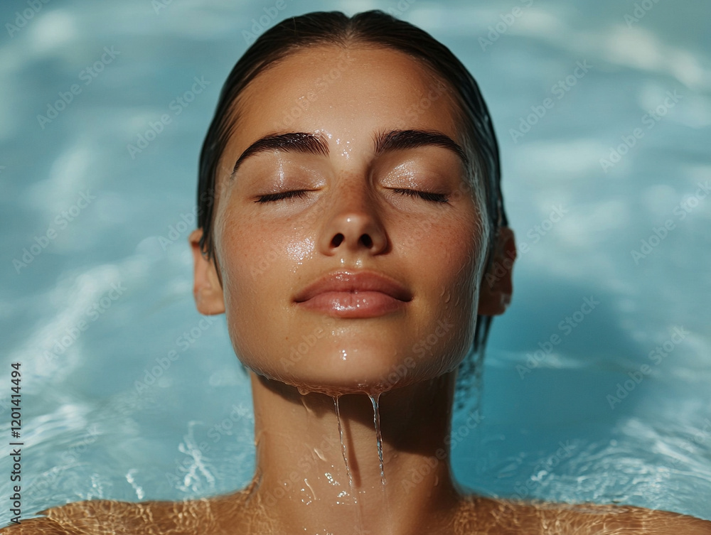 Wall mural Relaxing moment of a woman enjoying water tranquility