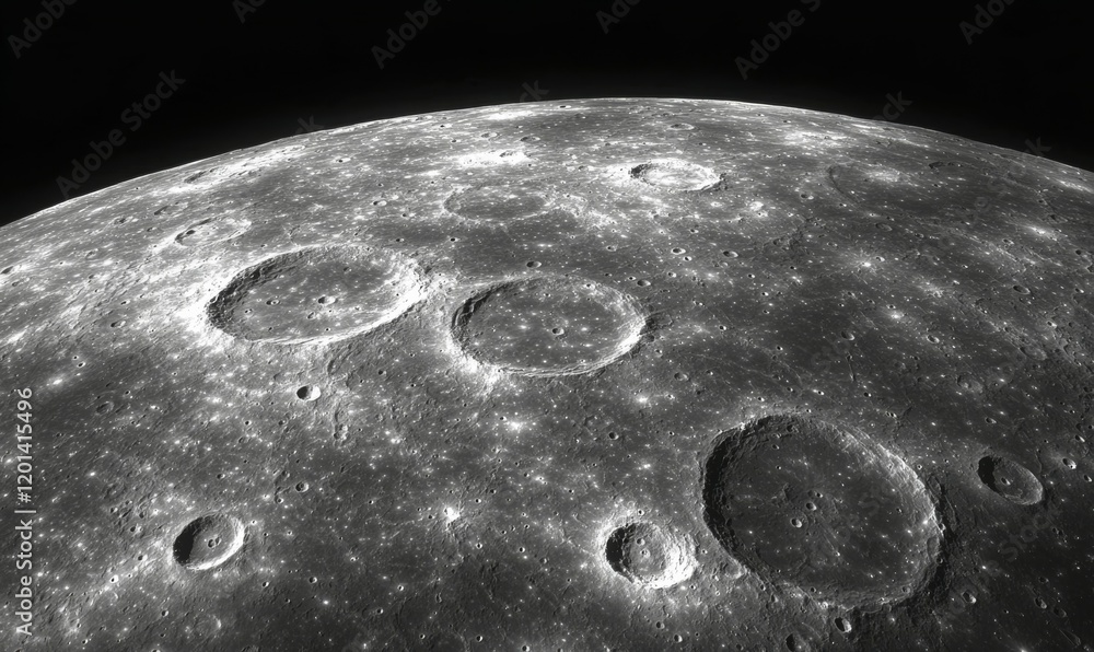 Poster a close-up view of the moon with craters and clouds in the foreground