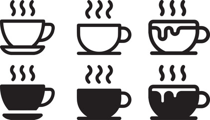 cup of coffee icon Coffe or tea cups vector icon collection. Cup hot icons design