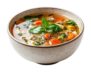 Delicious vegetable soup recipe kitchen table food bright setting close-up view healthy eating concept isolated on transparent background png