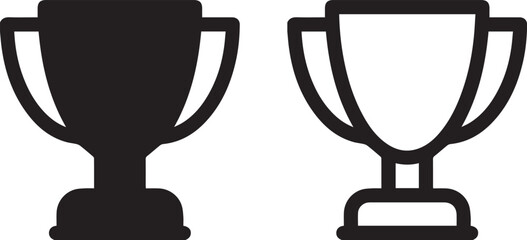Trophy icon set. winner cup, victory cup icon. Reward symbol sign.  icons set isolated on white background flat vector
