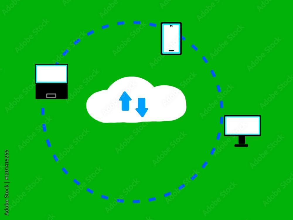 Poster cloud storage icon. it seamlessly integrates with devices like smartphones, laptops, and computers, 