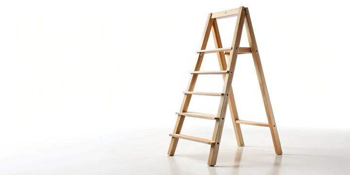 Wooden stepladder isolated on white background, wood, ladder, stepladder, tool, equipment