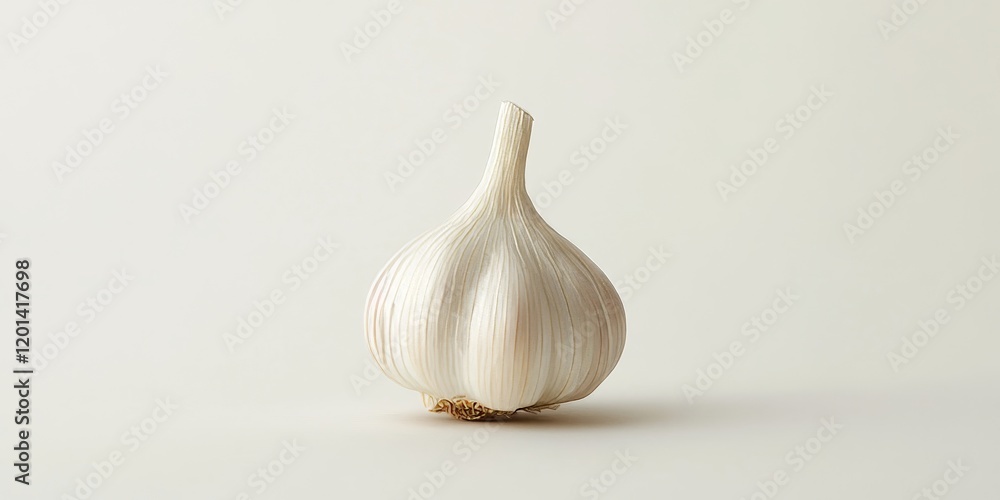 Poster garlic displayed in isolation on a white background, showcasing the unique characteristics of garlic