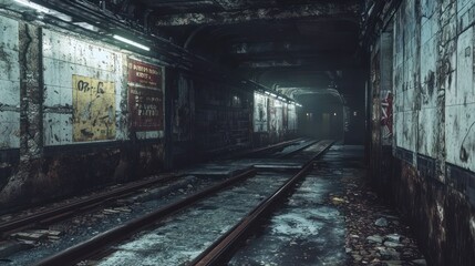 Abandoned Subway Tunnel: A Dark and Mysterious Descent into Urban Decay