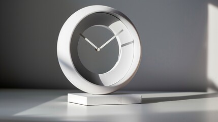 A modern table clock with a circular, minimalist design and bold numbers. The matte finish gives it a contemporary look.