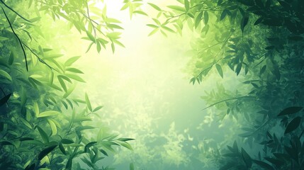 Sunlight Filtering Through Lush Green Leaves Canopy