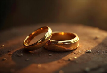 Couples gold rings, generated by ai 