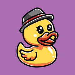 Cute Rubber Duck Vector Cartoon Illustration