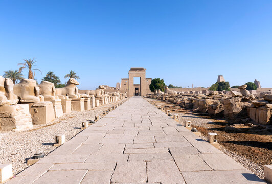Karnak,  Egypt - large Ancient Egyptian temple complex located on the east bank of the Nile River in the city today known as Luxor