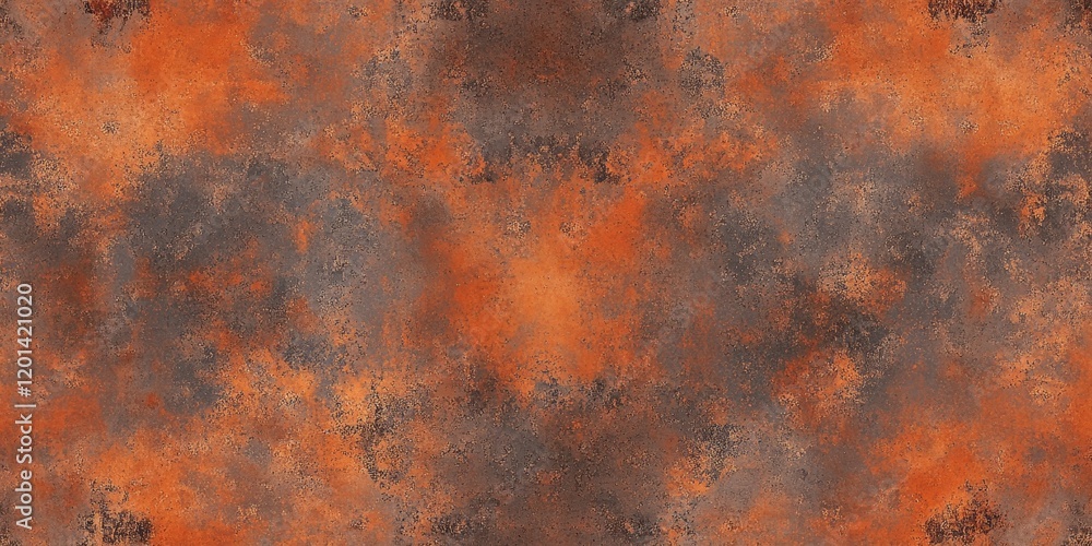 Poster Rusty red brown seamless pattern featuring aged vintage red rust stains on a textured metal sheet, creating a unique and distinct rusty red brown appearance ideal for various design applications.