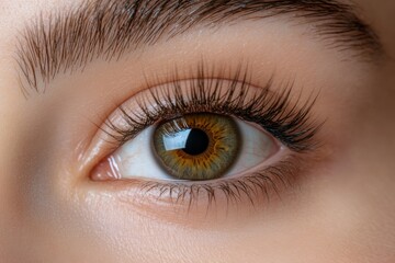 Obraz premium Close up view of beautiful female eye with long eyelashes