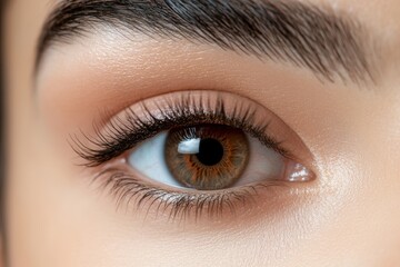 Obraz premium Close up view of beautiful female eye with long eyelashes