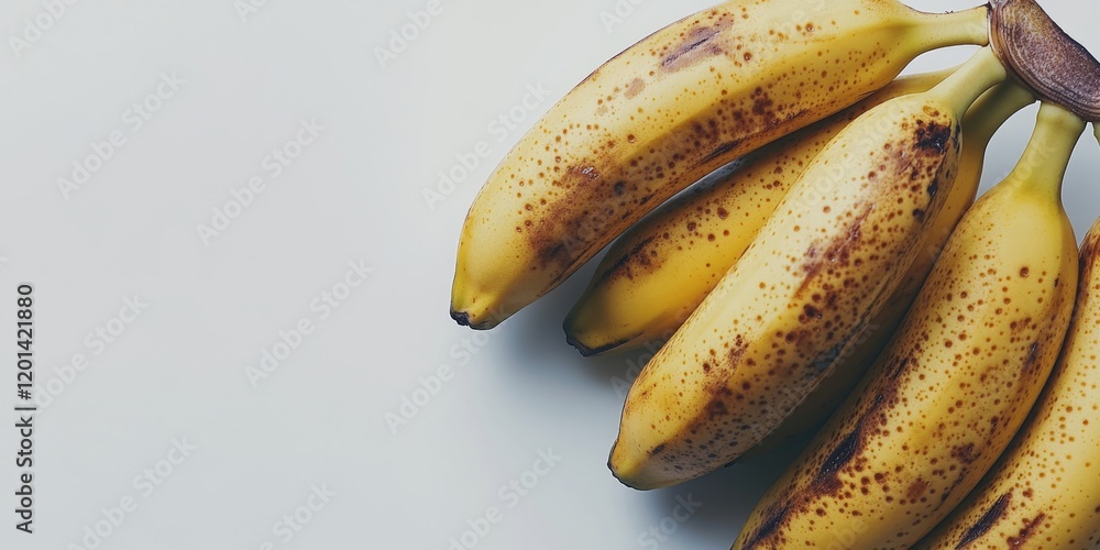 Aufkleber vibrant ripe fresh bananas displayed on a clean white background, showcasing the appealing texture a