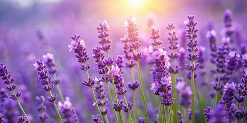 Naklejka premium Beautiful lavender flowers in full bloom, lavender, flowers, background, purple, beauty, bloom, garden, nature