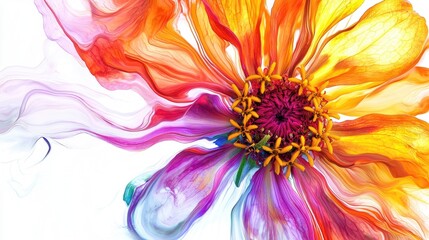 Obraz premium Bright orange zinnia flower with layered petals. Vibrant tones, intricate details, close-up view, bold and lively floral design, natural beauty. Generative AI