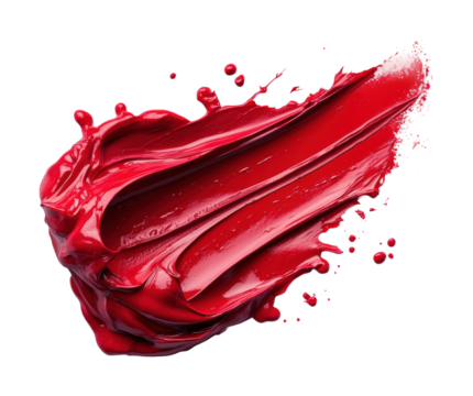 Dynamic red paint splash abstraction high fidelity studio environment artistic concept isolated on transparent background png
