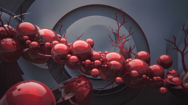 Surreal Geometric Composition with a Red Palette