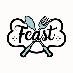 illustration of sticker design of feast, white background