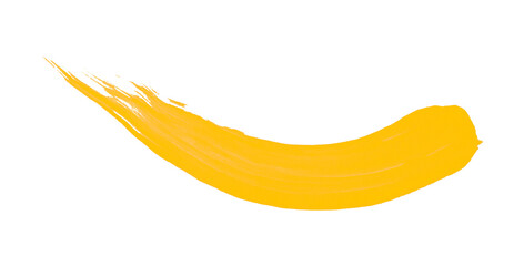 Hand drawn yellow brush stroke isolated on transparent background.