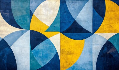 Abstract Geometric Pattern with Blue and Yellow Shapes