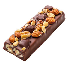 A chocolate nut bar isolated on transparent background
