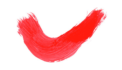 Hand drawn red brush stroke isolated on transparent background.