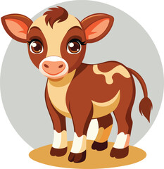 Beautiful animal baby cow vector artwork illustration 