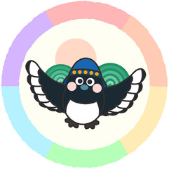 2025 새해 설날 을사년 까치 한복까치 전통 일러스트