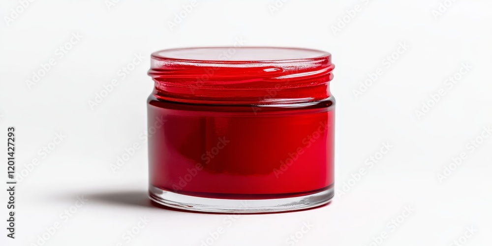 Aufkleber Isolated single red acrylic paint jar displayed on a white background, showcasing the vibrant hue of red acrylic paint perfect for a variety of artistic projects and creative applications.
