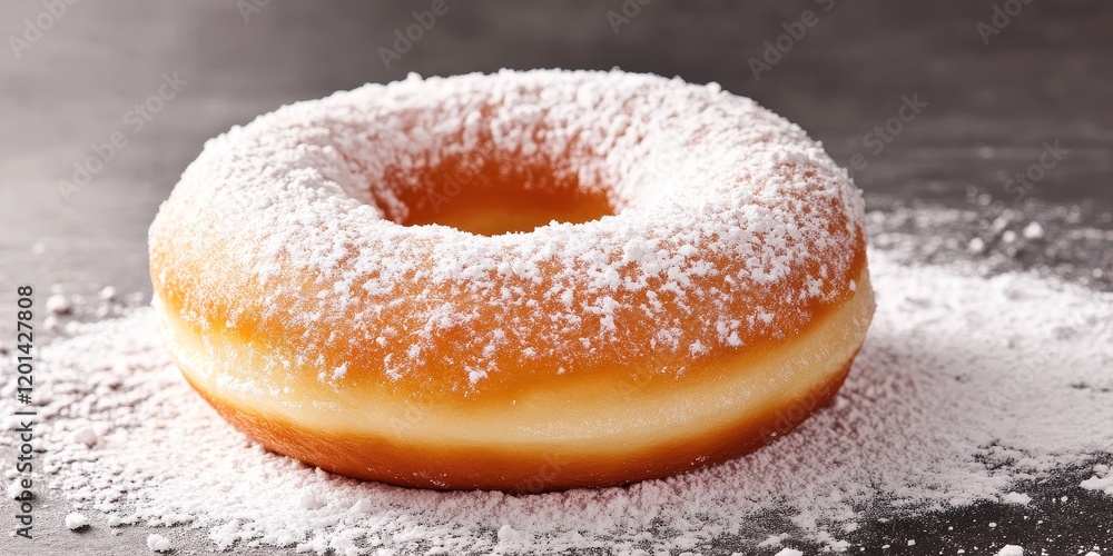 Poster indulge in a delicious doughnut generously dusted with confectioner s sugar, showcasing the perfect 