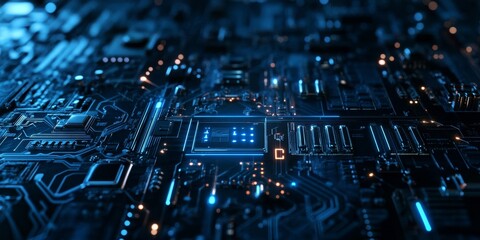 Futuristic concept of innovate technology showcased through a detailed circuit board design, emphasizing the cutting edge nature of innovate technology in modern applications.