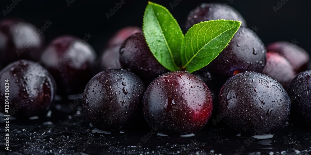 Poster fresh java plum fruit, also known as jamun, showcases its vibrant color and unique flavor. this imag