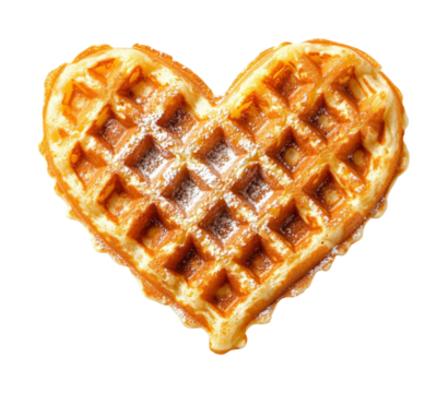 Heart-shaped waffles delight kitchen food bright aesthetic vibe isolated on transparent background png