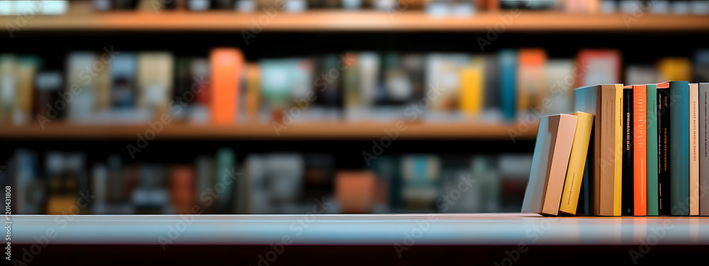 Poster blurred bookshelf background perfect for product display in advertising