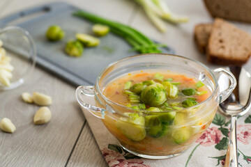Homemade Soup with Brussels Sprouts