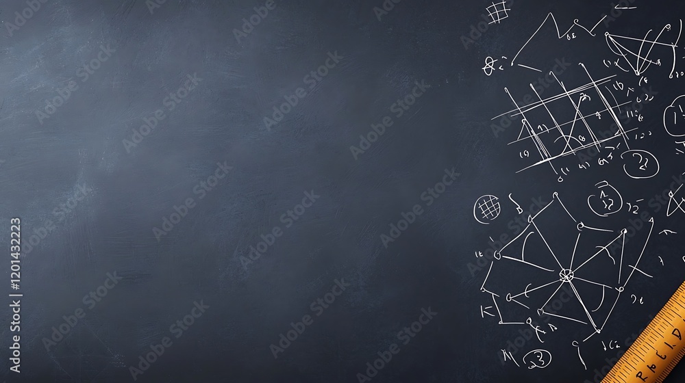 Poster a blackboard displaying a complex polynomial equation with solutions