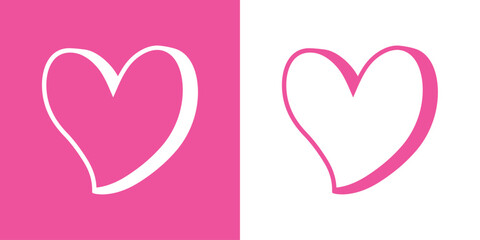 Logo con silueta de corazón en perspectiva tridimensional en espacio negativo para tarjetas y felicitaciones de San Valentín