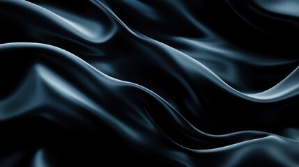 Fototapeta premium Dark blue silk fabric with elegant waves and folds.