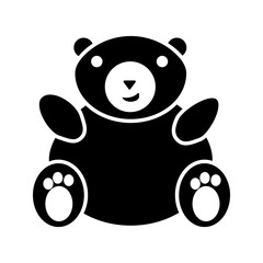 Teddy Bear vector icon. Plush toy symbol. Cute animal head face. Black silhouette.
