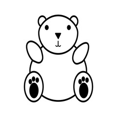 Teddy Bear vector icon. Plush toy symbol. Cute animal head face. Black silhouette.
