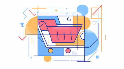 Professional Shopping Cart Flat Vector Illustration for E-commerce Websites and Online Stores